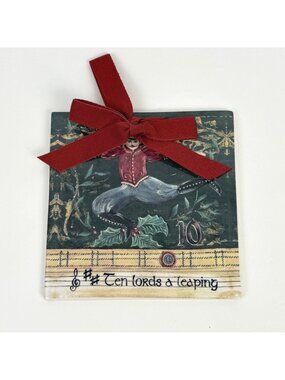 Kate McRostie 12 Days of Christmas Decorative Tile Ten Lords Leaping